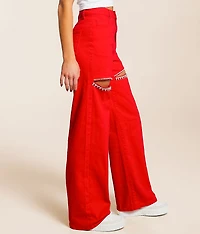 Ultra High Rise Wide Leg Rhinestone Stretch Jean