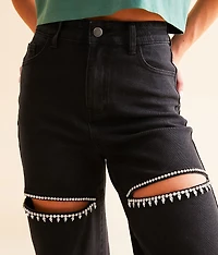 Ultra High Rise Wide Leg Rhinestone Stretch Jean