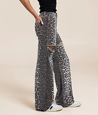 Ultra High Rise Wide Leg Rhinestone Leopard Jean