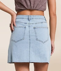 Rhinestone Denim Mini Stretch Skirt