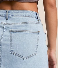 Rhinestone Denim Mini Stretch Skirt