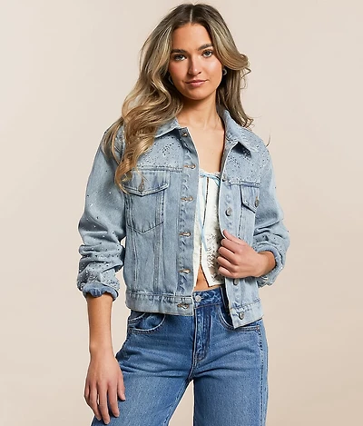 Rhinestone Studded Denim Jacket