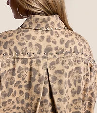 Studded Cheetah Denim Jacket