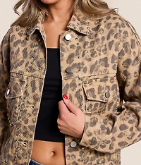 Studded Cheetah Denim Jacket