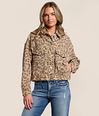 Studded Cheetah Denim Jacket