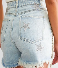 Ultra High Rise Rhinestone Fringe Short