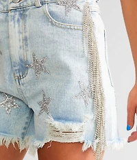 Ultra High Rise Rhinestone Fringe Short