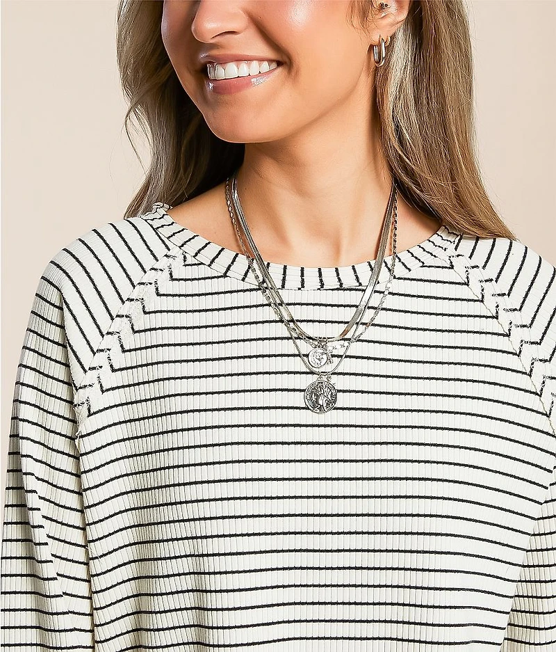 Raw Edge Ribbed Top