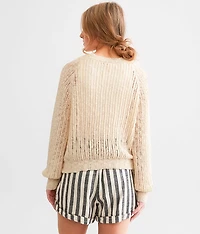 Open Stitch Cardigan Sweater