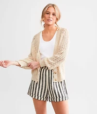 Open Stitch Cardigan Sweater