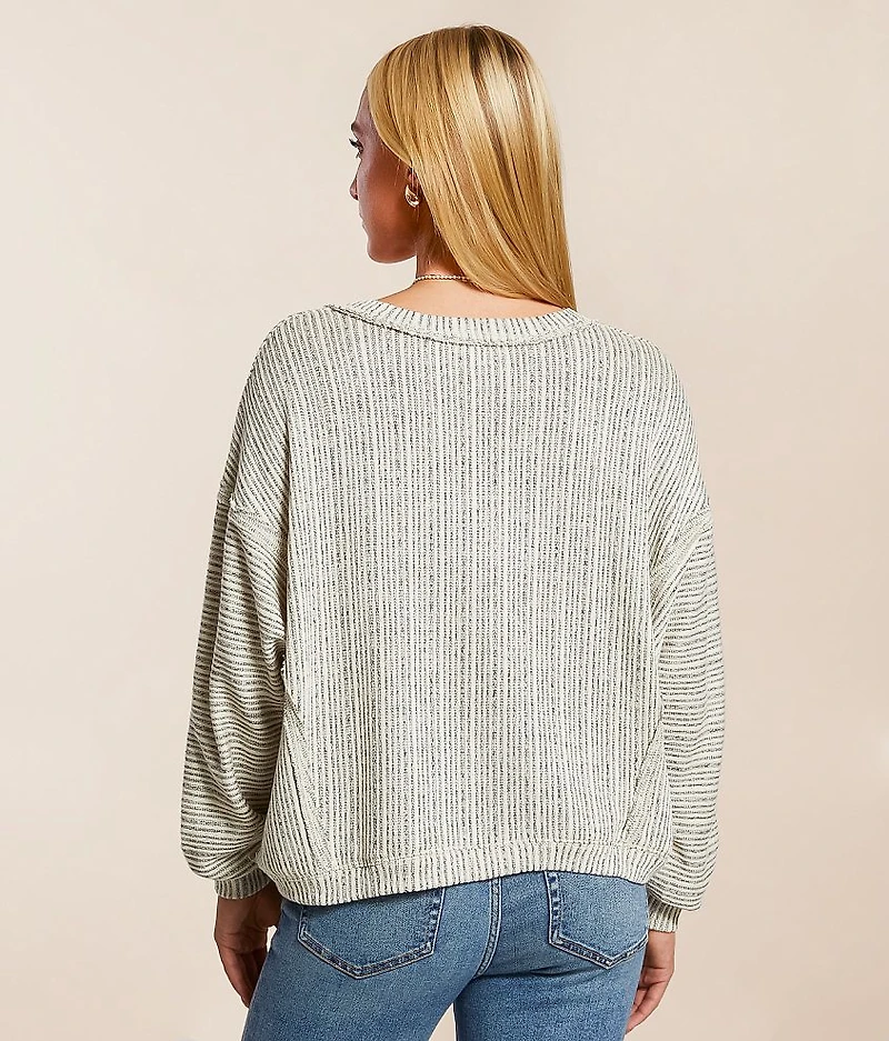 Raw Edge Striped Top