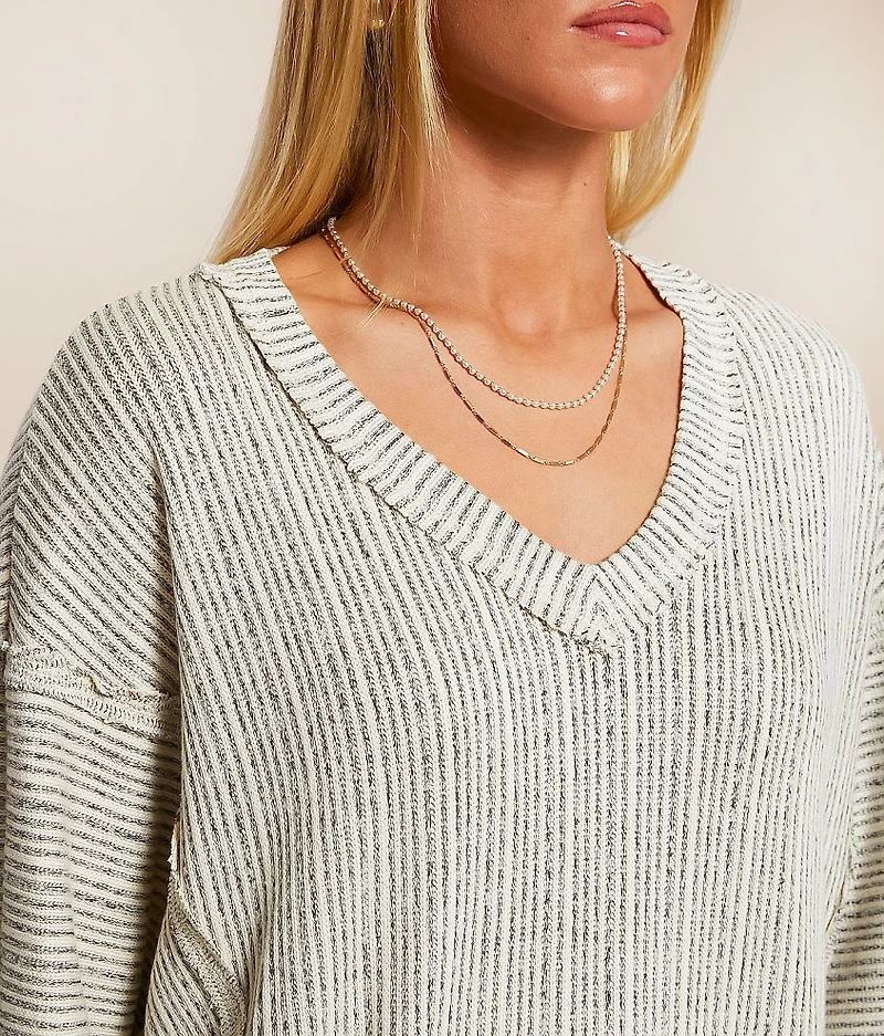 Raw Edge Striped Top