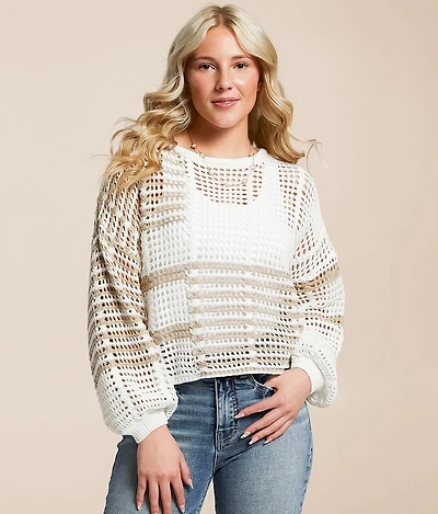 Mixed Stripe Cropped Sweater