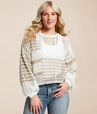 Mixed Stripe Cropped Sweater
