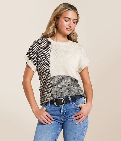 Blu Pepper Mixed Pattern Sweater