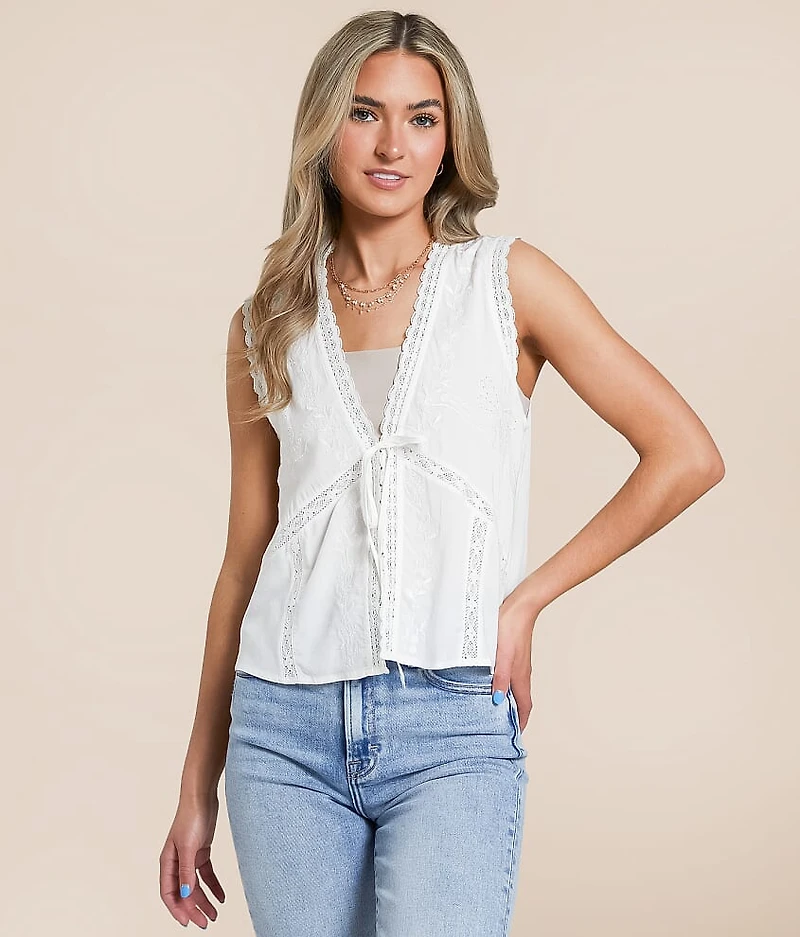 Lace Front Tie Tank Top