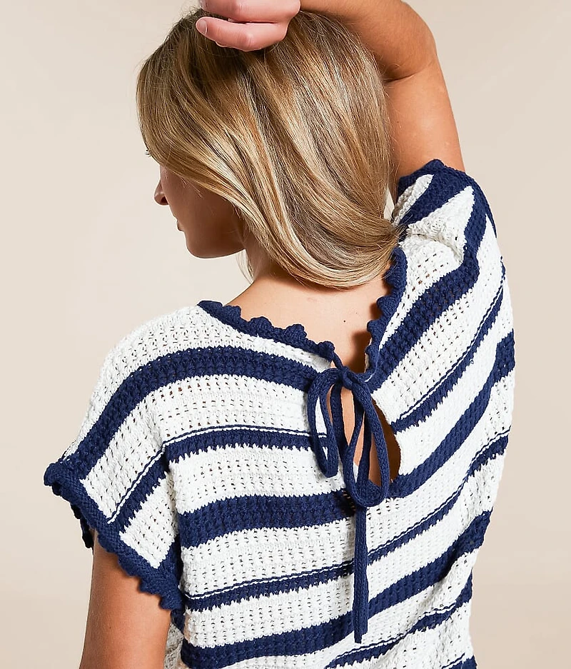 Scalloped Stripe Sweater
