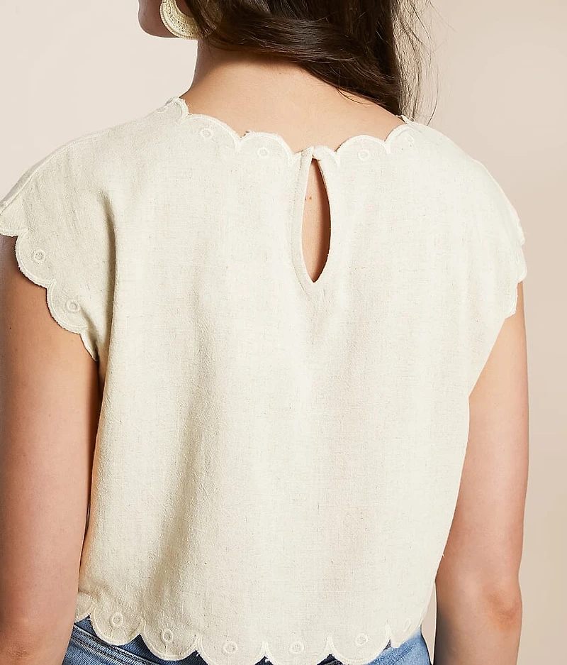 Embroidered Linen Tank Top