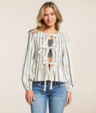 Blu Pepper Striped Peplum Top