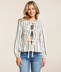 Blu Pepper Striped Peplum Top