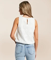 Eyelet Bubble Cropped Tank Top