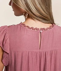 Textured Flutter Top