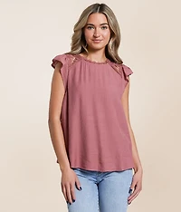 Textured Flutter Top