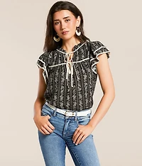 Floral Front Tie Top
