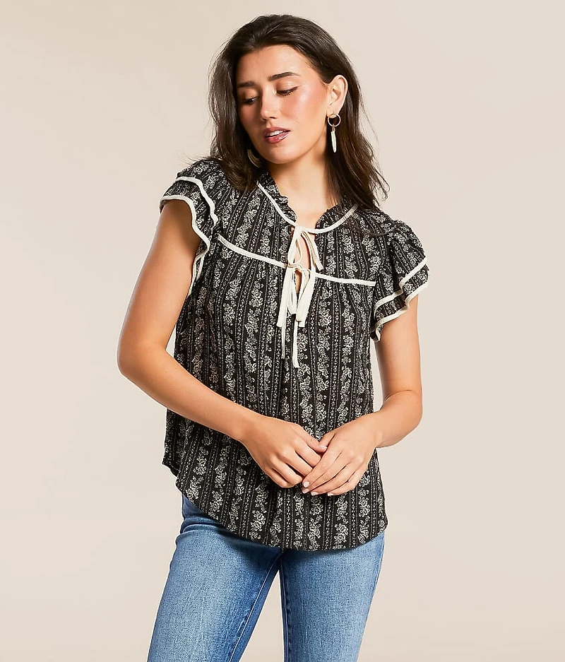 Floral Front Tie Top