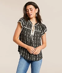 Floral Front Tie Top