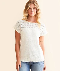 Pointelle Back Tie Sweater