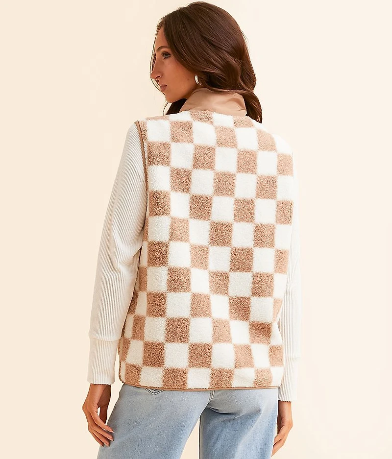 Checkered Sherpa Vest