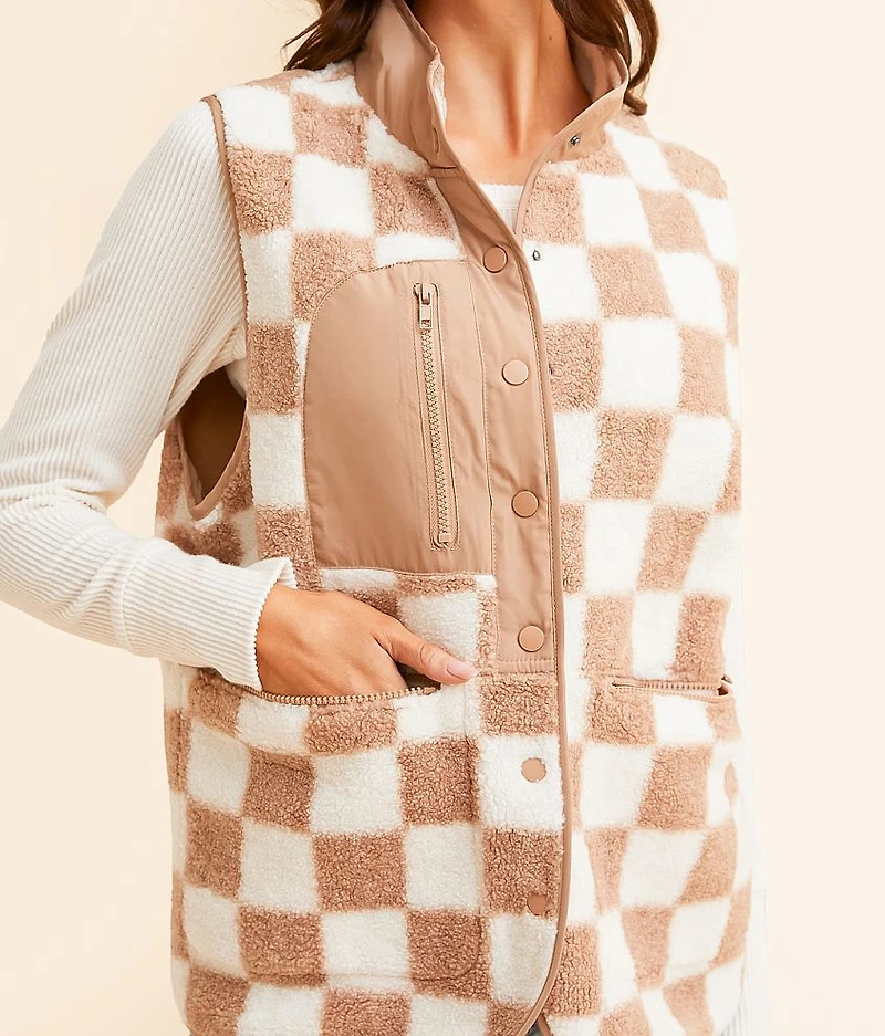 Checkered Sherpa Vest