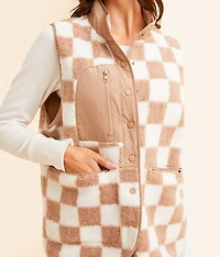 Checkered Sherpa Vest