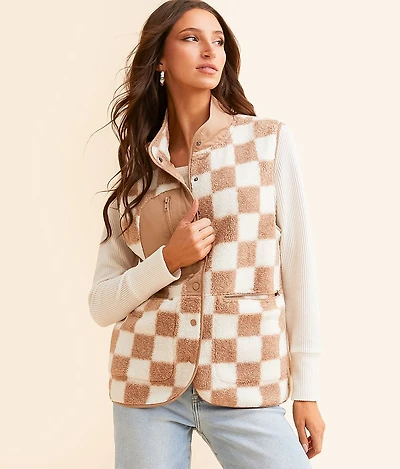 Checkered Sherpa Vest