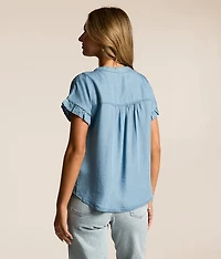 Pleated Chambray Top