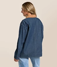 Striped Denim Barn Jacket