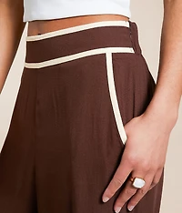 Contrast Trim Wide Leg Trouser Pant