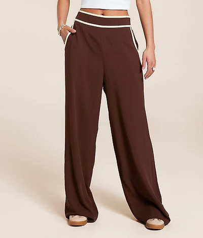 Contrast Trim Wide Leg Trouser Pant