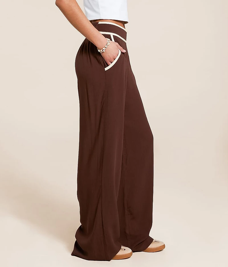 Contrast Trim Wide Leg Trouser Pant