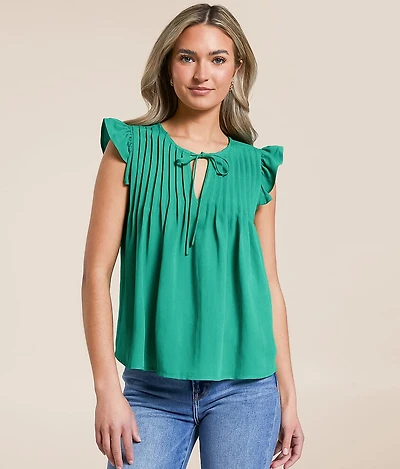 Ruffle Front Tie Top