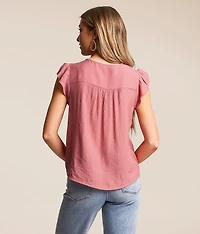 Crochet Flutter Sleeve Top