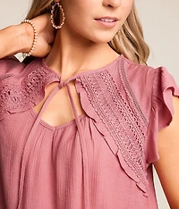 Crochet Flutter Sleeve Top