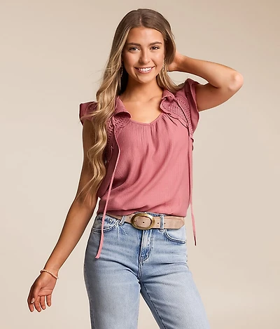 Crochet Flutter Sleeve Top