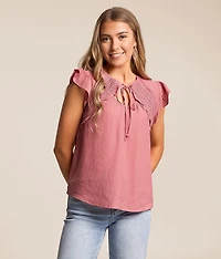 Crochet Flutter Sleeve Top