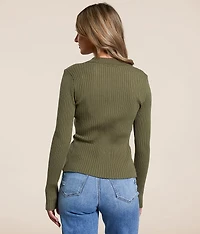 Ribbed Knit Collared Shirt