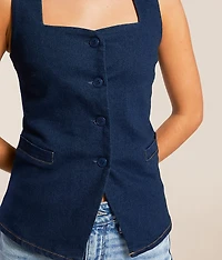Square Neck Denim Tank Top