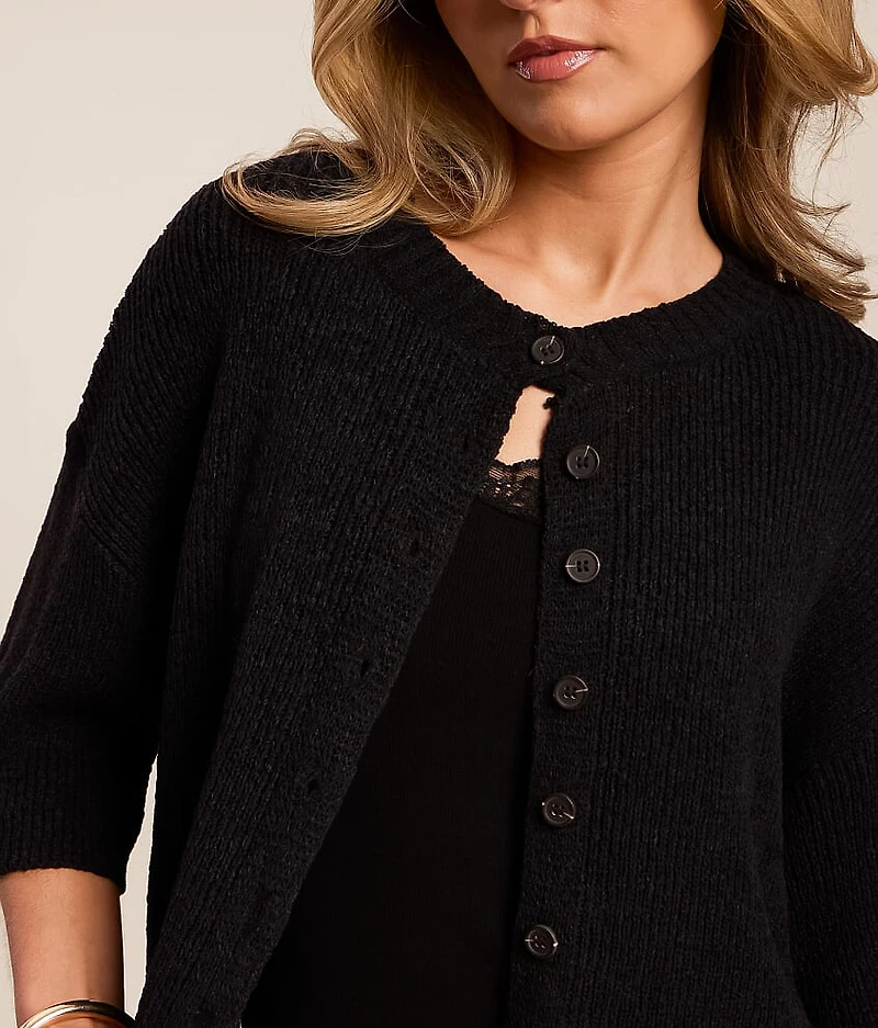 Boxy Cropped Cardigan Sweater