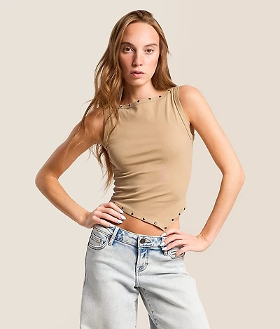 Studded Asymmetrical Tank Top