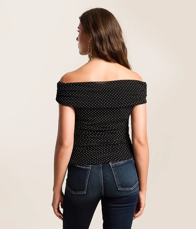 Polka Dot Off The Shoulder Top